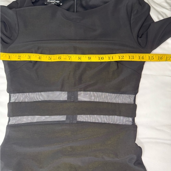 Bebe Elegant Black Sheer Panel Dress. D35 - Picture 11 of 15